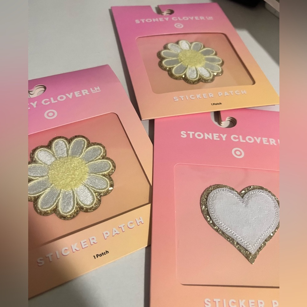 NEW Stoney clover patches flower and hearts set of three